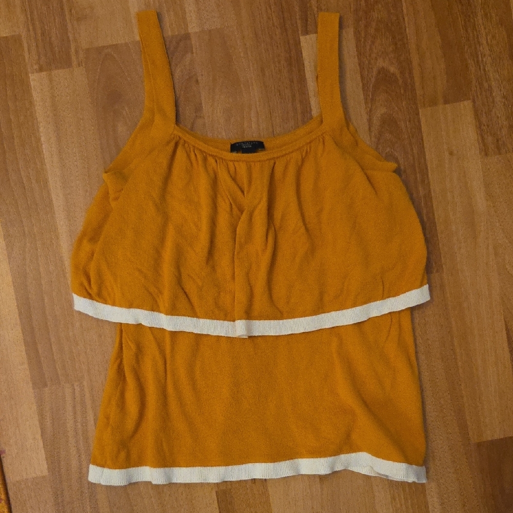 Ann Taylor Golden Sweater Tank with Ivory Accents